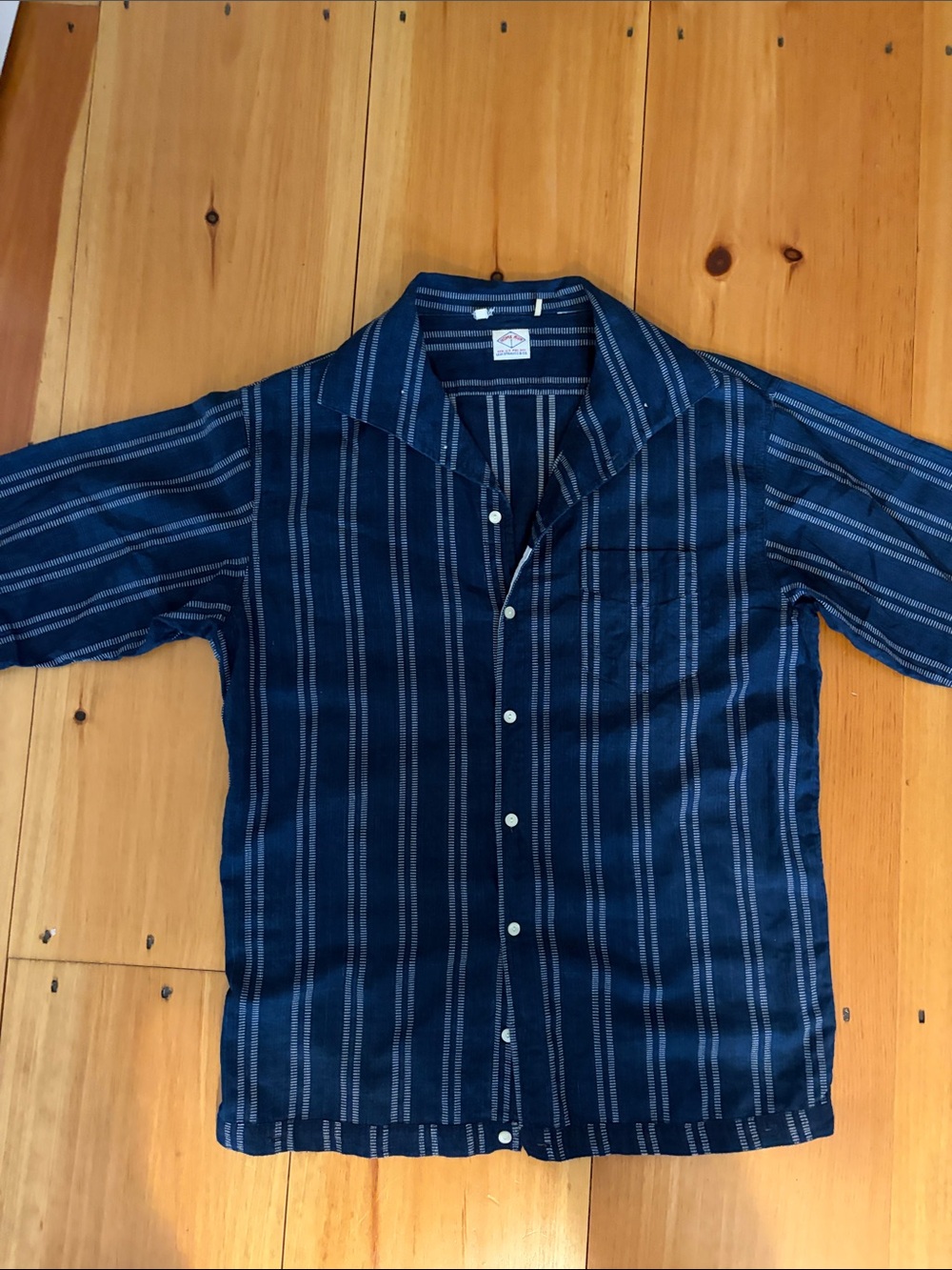 Lvc levis vintage line indigo short sleeve button up made in portugal
